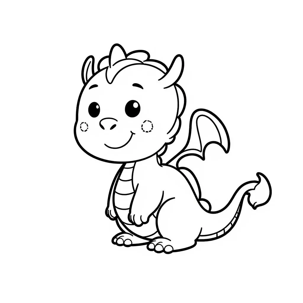 coloring page for Little Happy Dragon