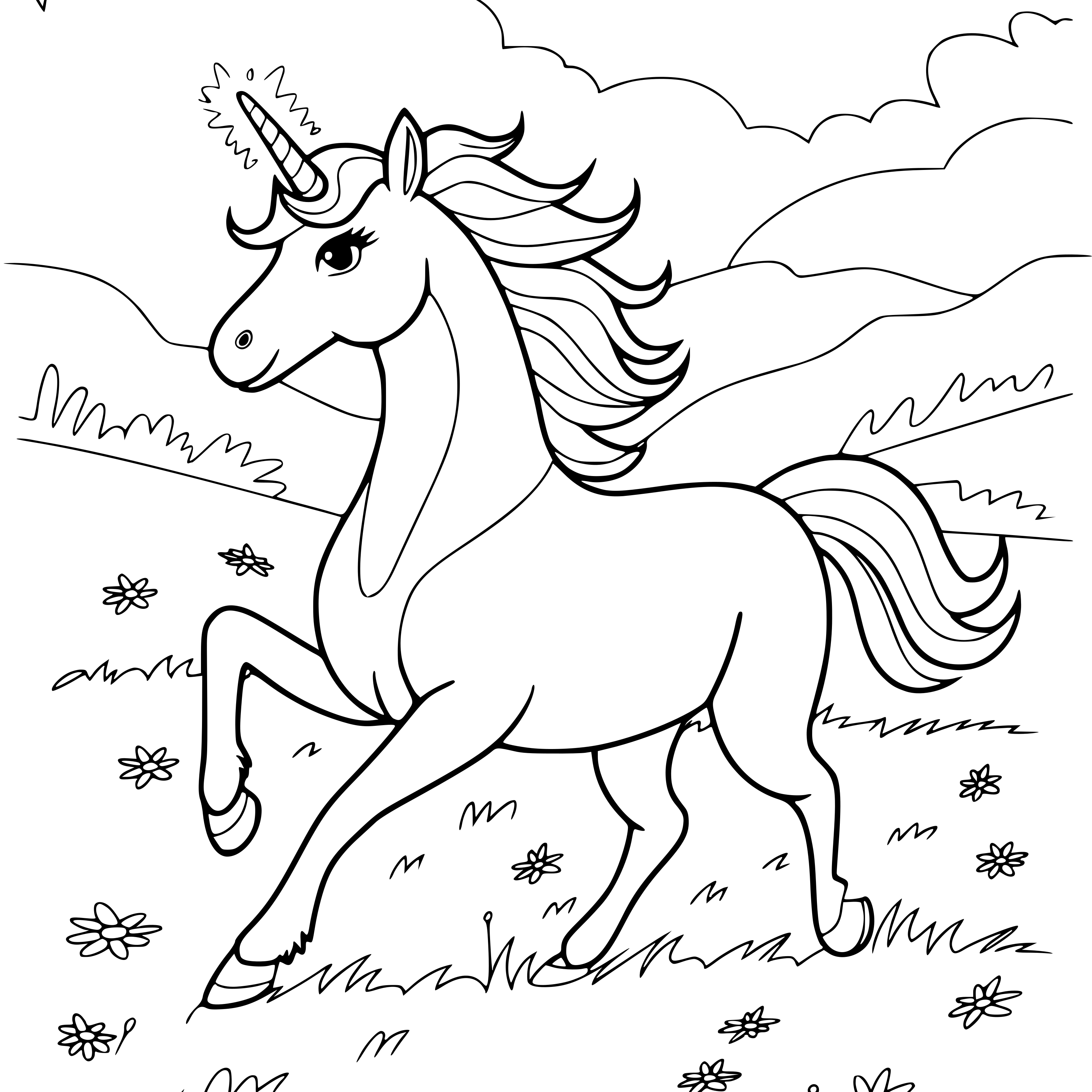 Unicorn Galloping in a Meadow