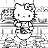 Hello Kitty Easter Bunny Coloring Page